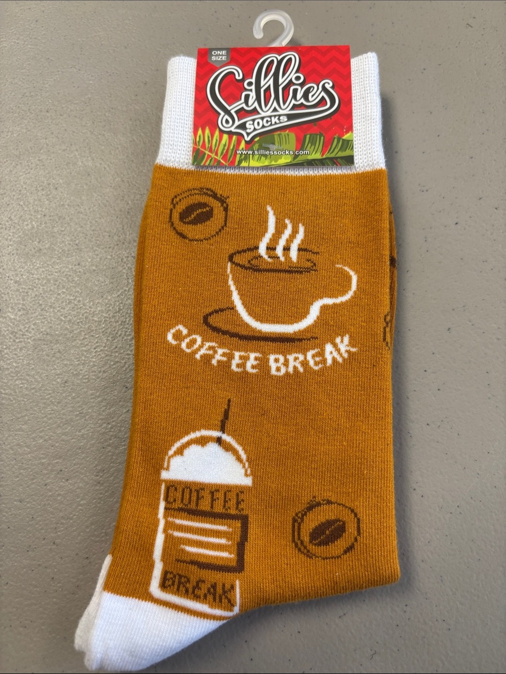 Sillies Coffee Break Men's Crew Socks - Mustard/White